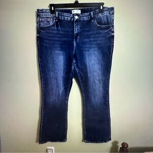BKE Payton Mid-Rise Bootcut Jeans - Dark Blue women’s tall 36 waist‎ distressed
